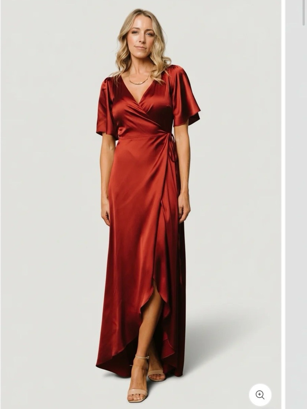 Baltic Born Rust Red Satin Wrap Maxi Dress